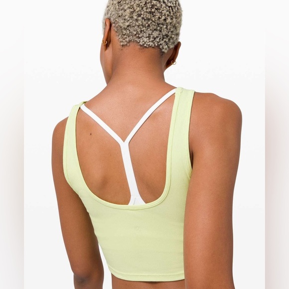 Lululemon LA Front Cut-Out Crop Tank Top Lemon Vibe Size 8 - Picture 2 of 9